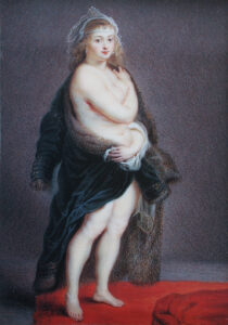 W. Lesseur, Helena Fourment (żona Rubensa), 1793; akwarela, gwasz, kość sł.; 12,8 x 8,9 cm. © Muzeum Polskie w Rapperswilu