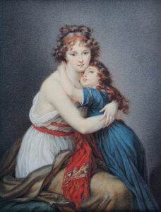 W. Lesseur, Louise-Elisabeth Vigée-Lebrun z córką, 1809; akwarela, gwasz, kość sł.; 15,5 x 11,4 cm. © Muzeum Polskie w Rapperswilu