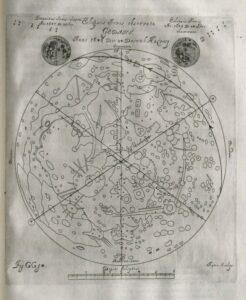 Zakrycie Jowisza przez Księżyc z dzieła Jana Heweliusza, Selenographia, sive Lunae descriptio, Gdańsk, 1647